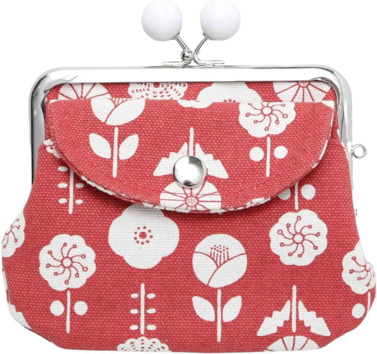 [倭物や Kaya] Gamaguchi - Purse with Clasp/Oriental Eastern European Design Japanese Retro Parent and Child Purse Partition JMP9104 Hachiatsume RED