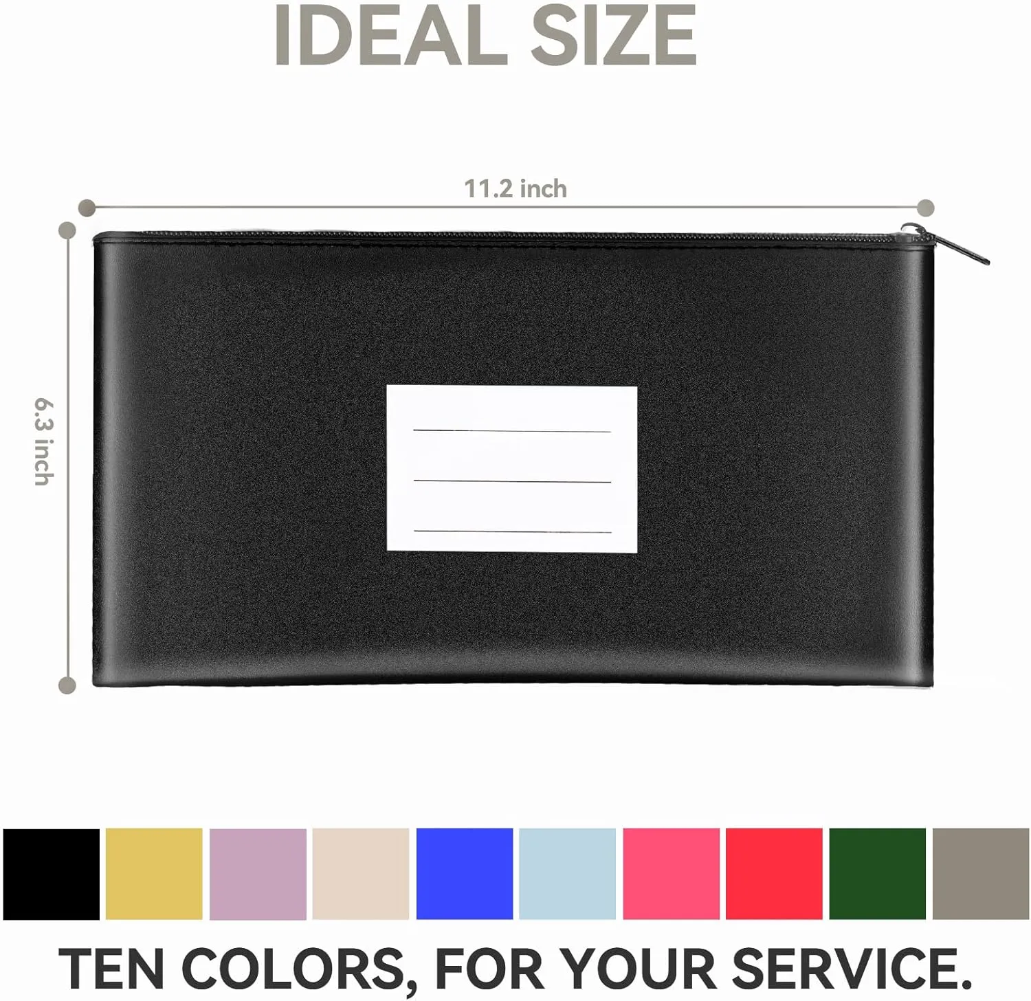 10 Pack Money Bags with Zipper for Cash,Bank Deposit Bags with Zipper, Cash Bags with Zipper,11.2x6.3 inches (10 Colors,20 Cards)