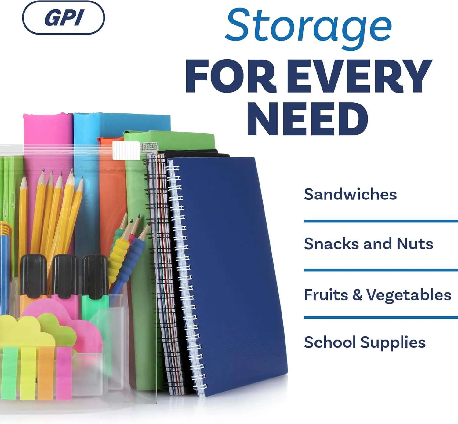 100 Count - Slider Zip Food Storage Sandwich Bags, 6" x 9" 3 Mil Heavy Duty, Strong & Durable For Freezer Storage, For Sandwiches, Snacks & More. GPI
