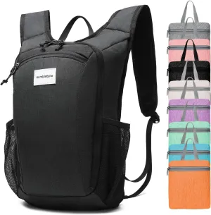10L Lightweight Hiking Bag Small Daypack Hiking Backpack Foldable Outdoor Bag for Women Men(Black)