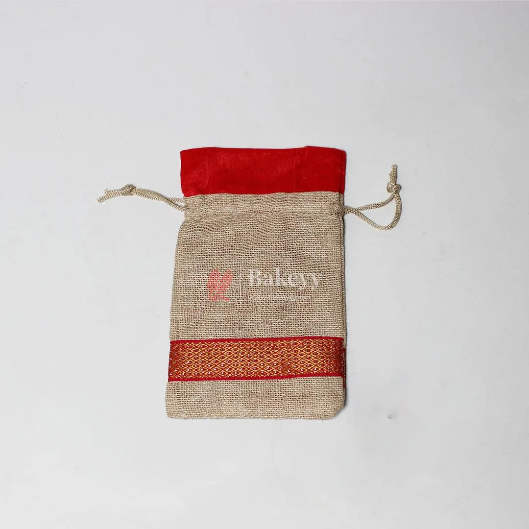 10x14 CM \ 4x6 inch| Elegant Jute Red Drawstring Gift Bag | Drawstring Bags | Pack of 10