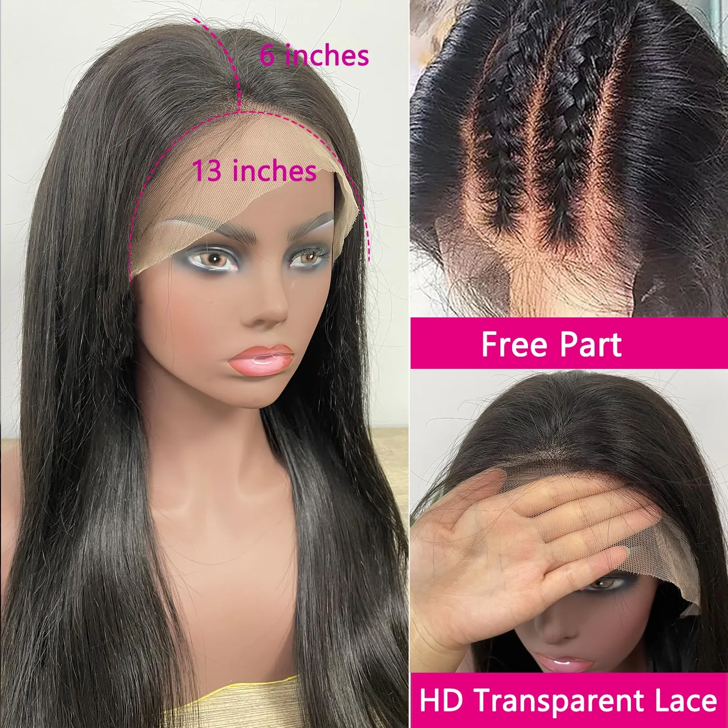 13x6 Lace Front Wigs Human Hair Pre Plucked with Baby Hair HD Lace Frontal wigs Human Hair 180% Density Virgin Human Hair Straight Wigs for Women