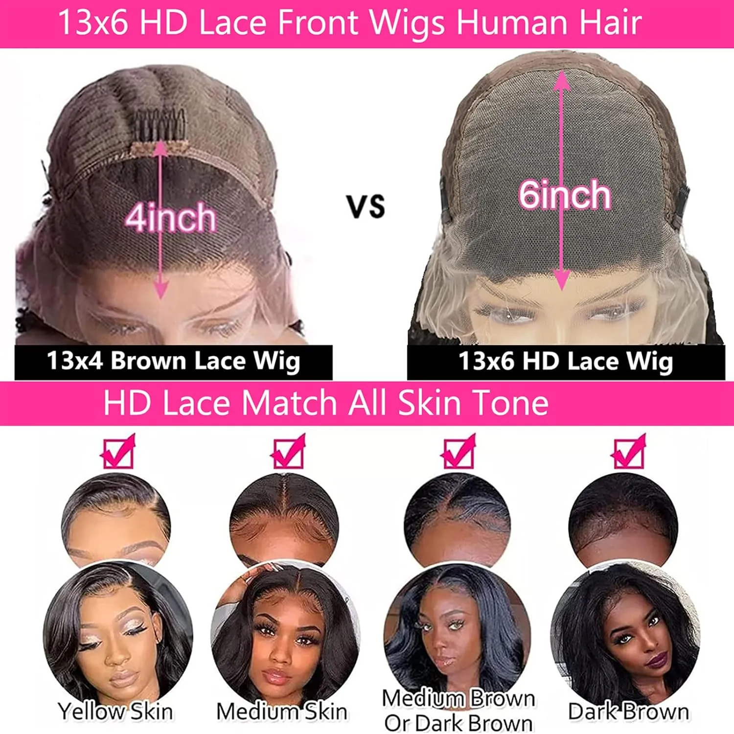 13x6 Lace Front Wigs Human Hair Pre Plucked with Baby Hair HD Lace Frontal wigs Human Hair 180% Density Virgin Human Hair Straight Wigs for Women