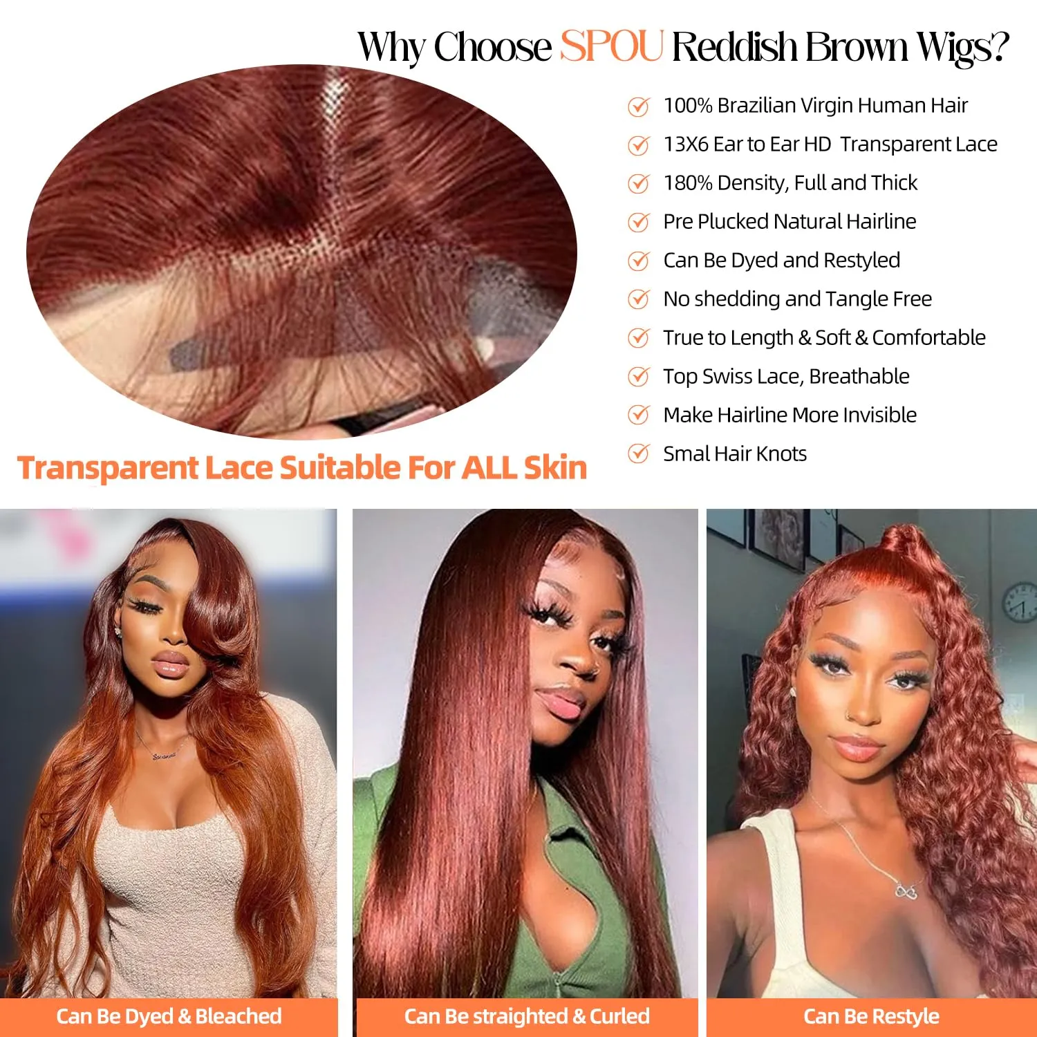 13x6 Reddish Brown HD Lace Front Wigs Human Hair 180 Density Body Wave 13X6 Lace Front Wigs Human Hair with Baby Hair 350# Colored Glueless Wigs Human Hair Pre Plucked Pre Cut for Women 28 Inch