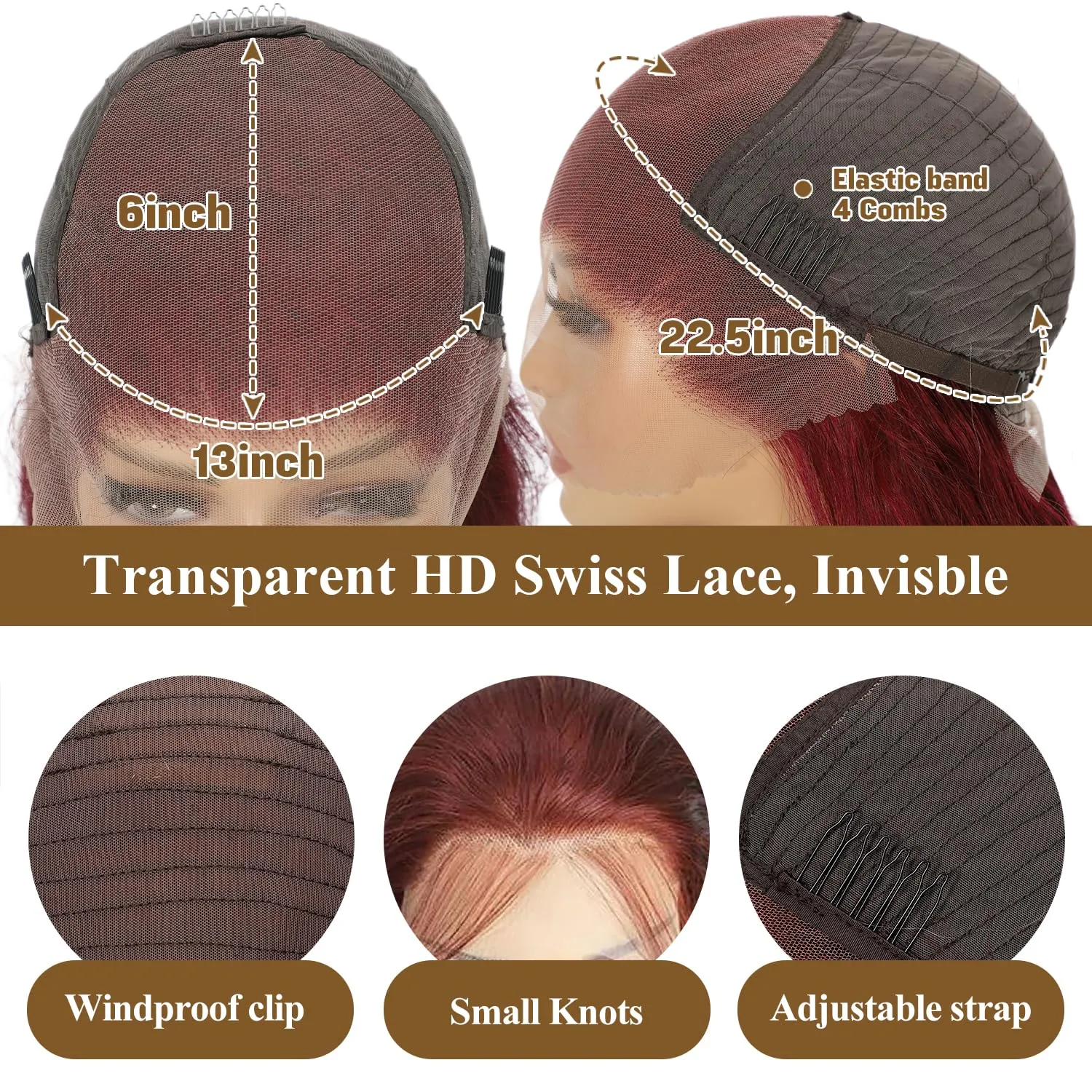 13x6 Reddish Brown HD Lace Front Wigs Human Hair 180 Density Body Wave 13X6 Lace Front Wigs Human Hair with Baby Hair 350# Colored Glueless Wigs Human Hair Pre Plucked Pre Cut for Women 28 Inch