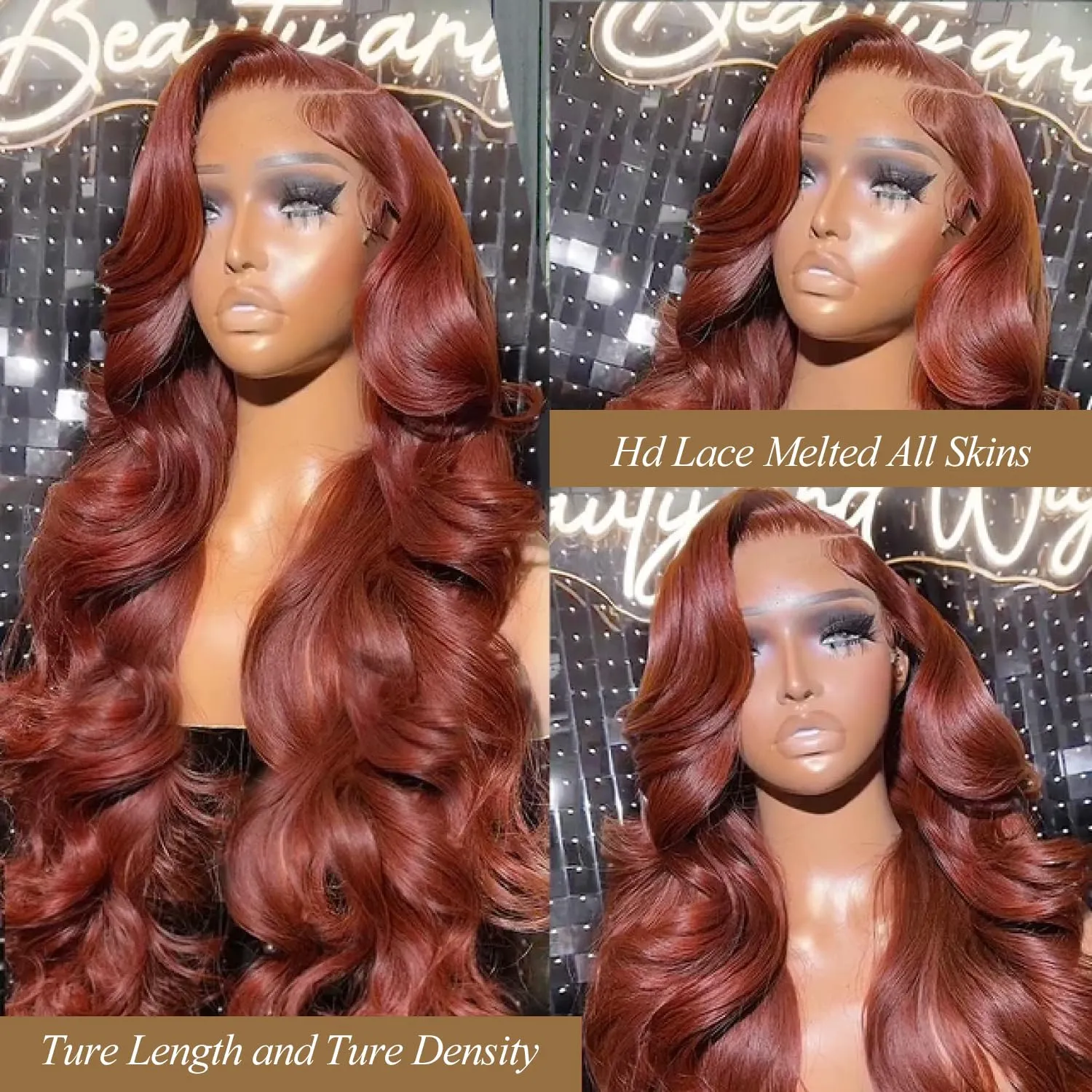 13x6 Reddish Brown HD Lace Front Wigs Human Hair 180 Density Body Wave 13X6 Lace Front Wigs Human Hair with Baby Hair 350# Colored Glueless Wigs Human Hair Pre Plucked Pre Cut for Women 28 Inch