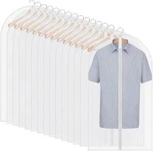 15 Pcs Clear Garment Bags Hanging Suit Bag 40" Closet Storage Clothes Cover Bags Plastic Waterproof Full Zipper Suit Protectors Bag for Coats Jackets Shirt Travel Hotel Home