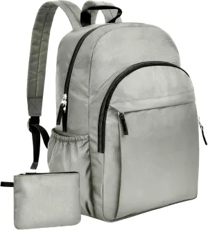 15.6 inch Basic Backpack for Men, Travel Backpack Carry on, Laptop Backpack for Women, Water Resistant School Backpacks Bookbag (Grey)