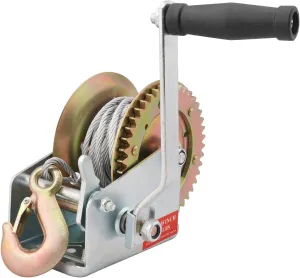 1600 LBS Heavy Duty Hand Winch, Portable Winch, Heavy Duty Hand Crank Gear Winch with 32.8 Ft Steel Cable for ATV UTV Trailer Truck Boat, by GENHAKON