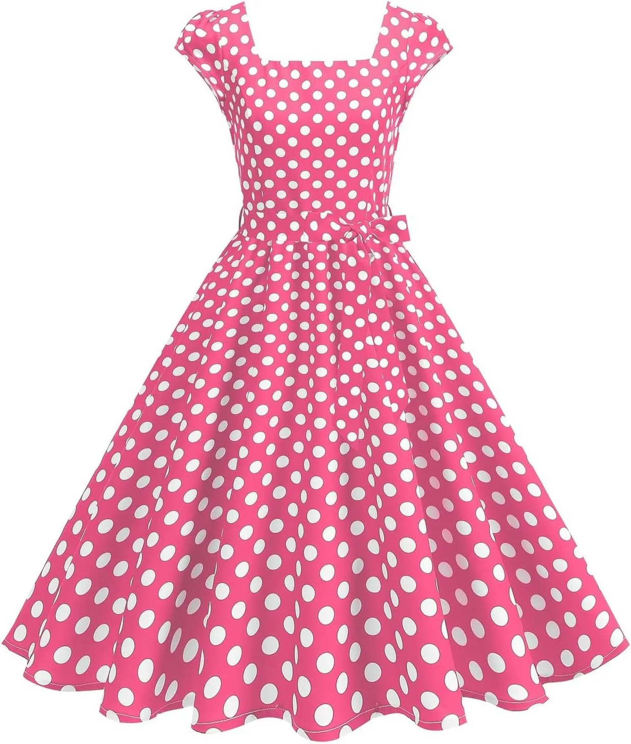 1950s Dress for Women Vintage Elegant Cap Sleeve Polka Dot Cocktail Party Dresses Rockabilly Homecoming Swing Dress