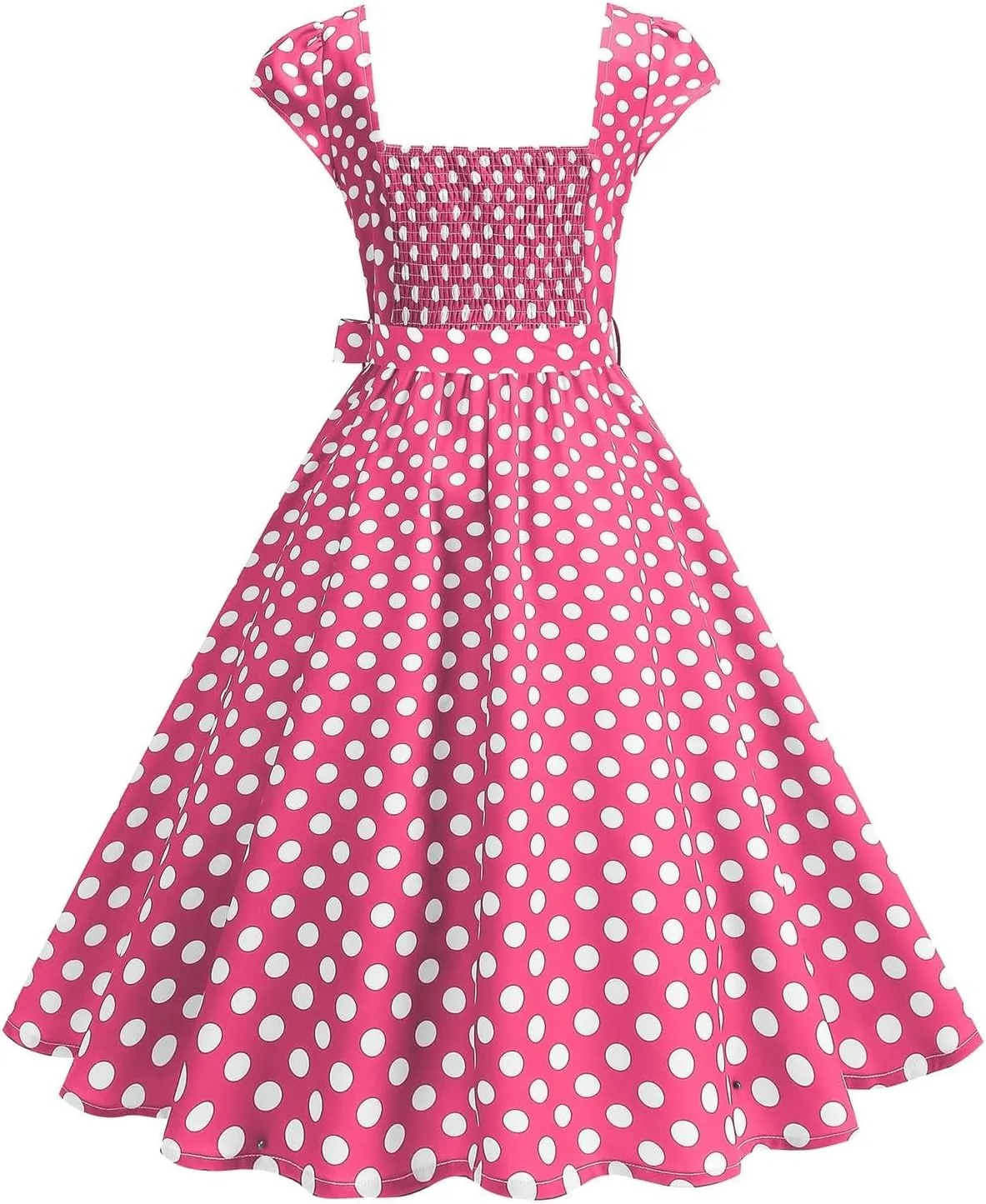 1950s Dress for Women Vintage Elegant Cap Sleeve Polka Dot Cocktail Party Dresses Rockabilly Homecoming Swing Dress