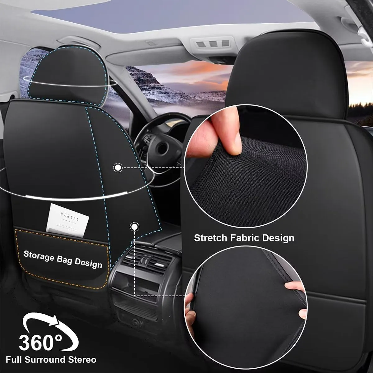 2 Front Car Seat Cover Fit for Chevy/Chevrolet Suburban 2009-2023 2024 2025 Faux Leather Breathable Waterproof Seat Covers Automotive Cushion Protector Compatible Airbag (2 Seats & Black)