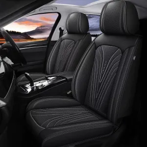 2 Front Car Seat Cover Fit for Chevy/Chevrolet Suburban 2009-2023 2024 2025 Faux Leather Breathable Waterproof Seat Covers Automotive Cushion Protector Compatible Airbag (2 Seats & Black)