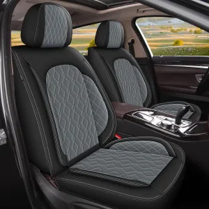 2 Front Car Seat Cover Fit for Hyundai Venue 2020-2023 2024, Leather Seat Covers Waterproof Non-Slip Auto Seat Cushion Protector Compatible Airbag (2 Seats,Black&Dark Grey)