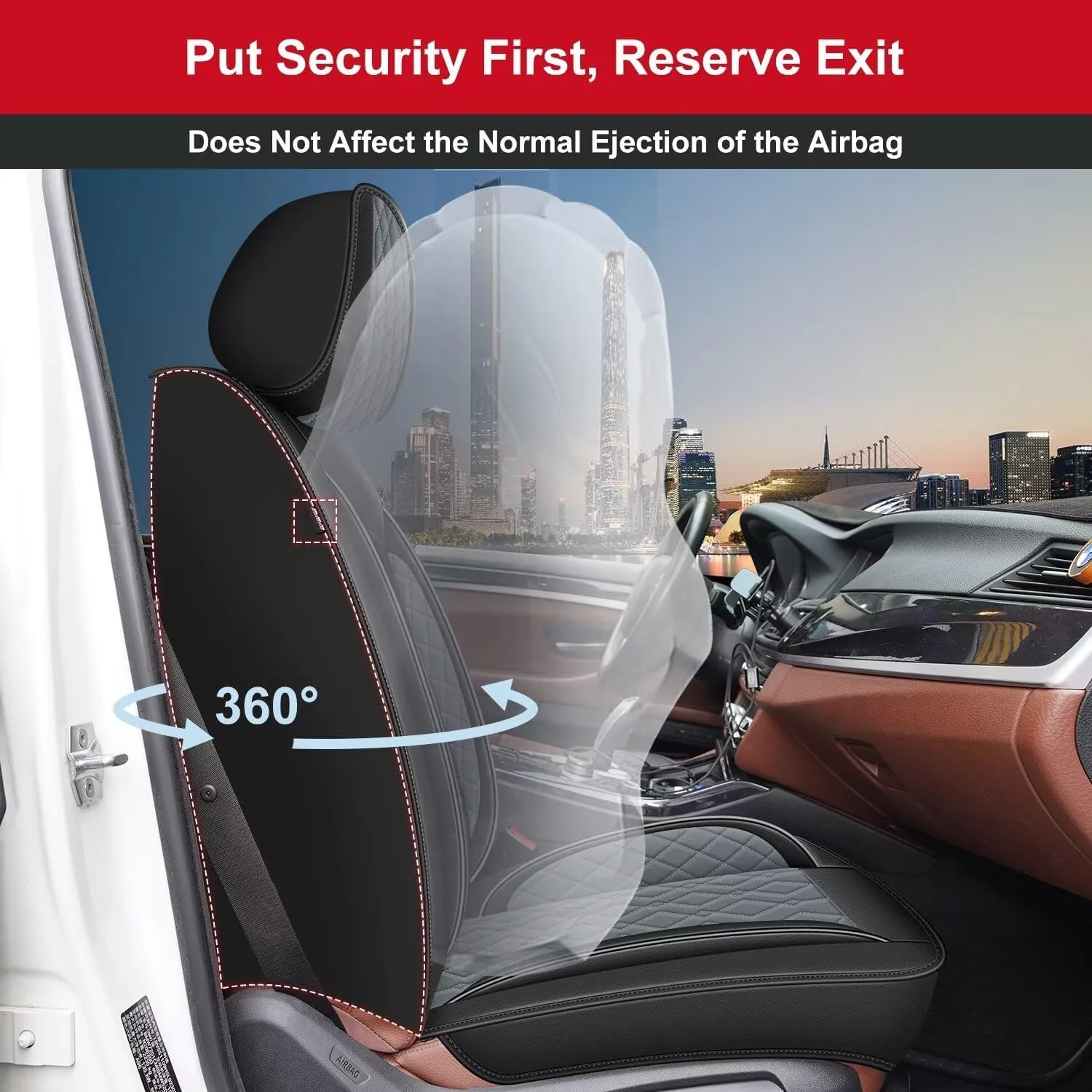 2 Front Car Seat Cover Fit for Hyundai Venue 2020-2023 2024, Leather Seat Covers Waterproof Non-Slip Auto Seat Cushion Protector Compatible Airbag (2 Seats,Black&Dark Grey)
