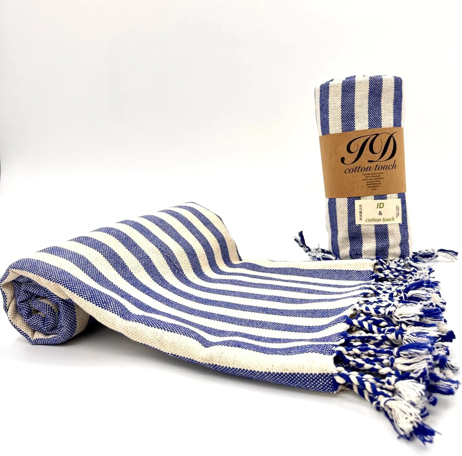 2-in-1 Beach Towel & Backpack 100% Cotton Turkish Beach Towels, Bathroom Towels Adult Travel Essentials Cruise Accessories Vacation Yoga Mat High Absorbent Sand Free Quick Dry (Blue-Stripe Bag)