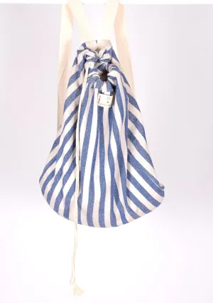2-in-1 Beach Towel & Backpack 100% Cotton Turkish Beach Towels, Bathroom Towels Adult Travel Essentials Cruise Accessories Vacation Yoga Mat High Absorbent Sand Free Quick Dry (Blue-Stripe Bag)