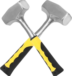 2 Pack 3 lbs Club Hammer, Heavy Duty Club Hammer for Driving Stakes, Demolition Work, Cracking Rocks and Stones, Mining, Bending or Shaping Metals