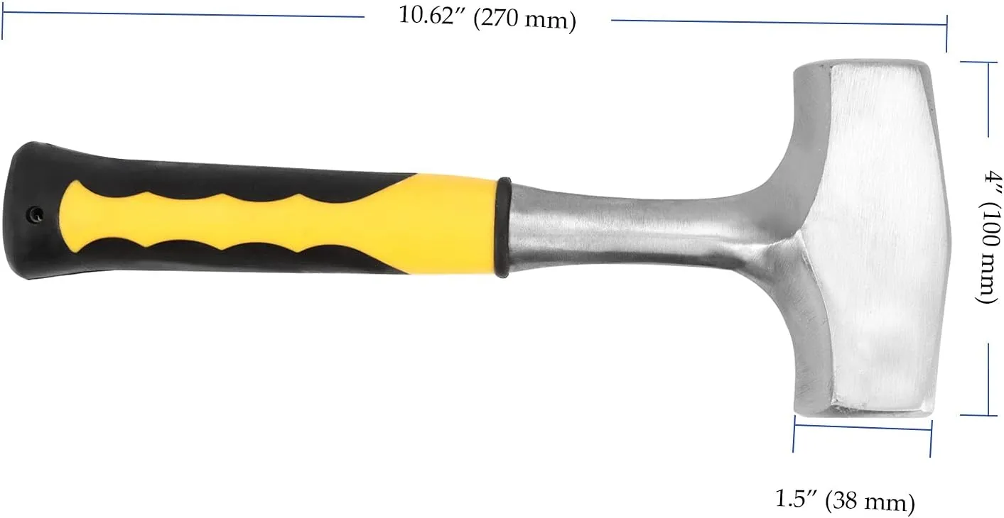 2 Pack 3 lbs Club Hammer, Heavy Duty Club Hammer for Driving Stakes, Demolition Work, Cracking Rocks and Stones, Mining, Bending or Shaping Metals