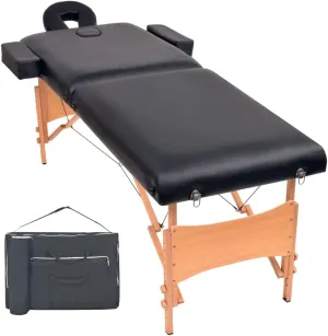 2-Zone Folding Massage Table with Adjustable Features and Carrying Bag, 3.9" Thick Foam Padding, Black