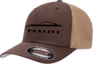 2019 2020 Bullitt Ford Mustang Outline Design Flexfit Trucker Mesh Fitted Cap