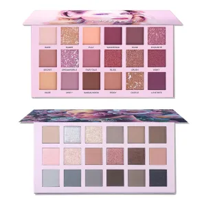 2Pcs Florescence   Aromas Eyeshadow Palette Makeup Set, Matte Shimmer Glitter Pressed Pearl All Highly Pigmented Blending Powder, Natural Velvet Texture Eye Shadow Kit