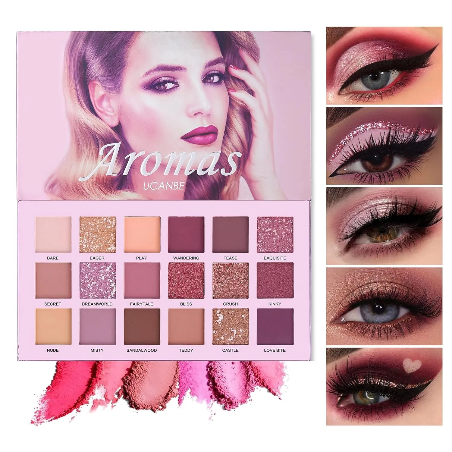 2Pcs Florescence   Aromas Eyeshadow Palette Makeup Set, Matte Shimmer Glitter Pressed Pearl All Highly Pigmented Blending Powder, Natural Velvet Texture Eye Shadow Kit