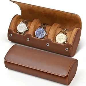3 Travel Watch Case Roll Organizer for Men and Women | Leather Display Case | Storage & Holder for Men's and Women's Collections