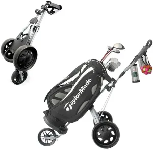 3-Wheel Golf Trolley Golf Push Cart with Multifunction Panel/Storage Mesh Bag/Stop Brake/Water Cup Mesh Bag/Smooth Wheels