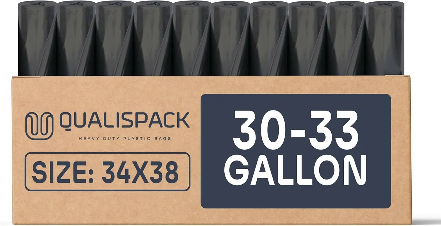 33 Gallon Can Liners | Large Black 34x38 1.5 Mil | Commercial Industrial Waste Outdoor Events | 250 Bags | 30 Gallon Heavy Duty Trash Bags