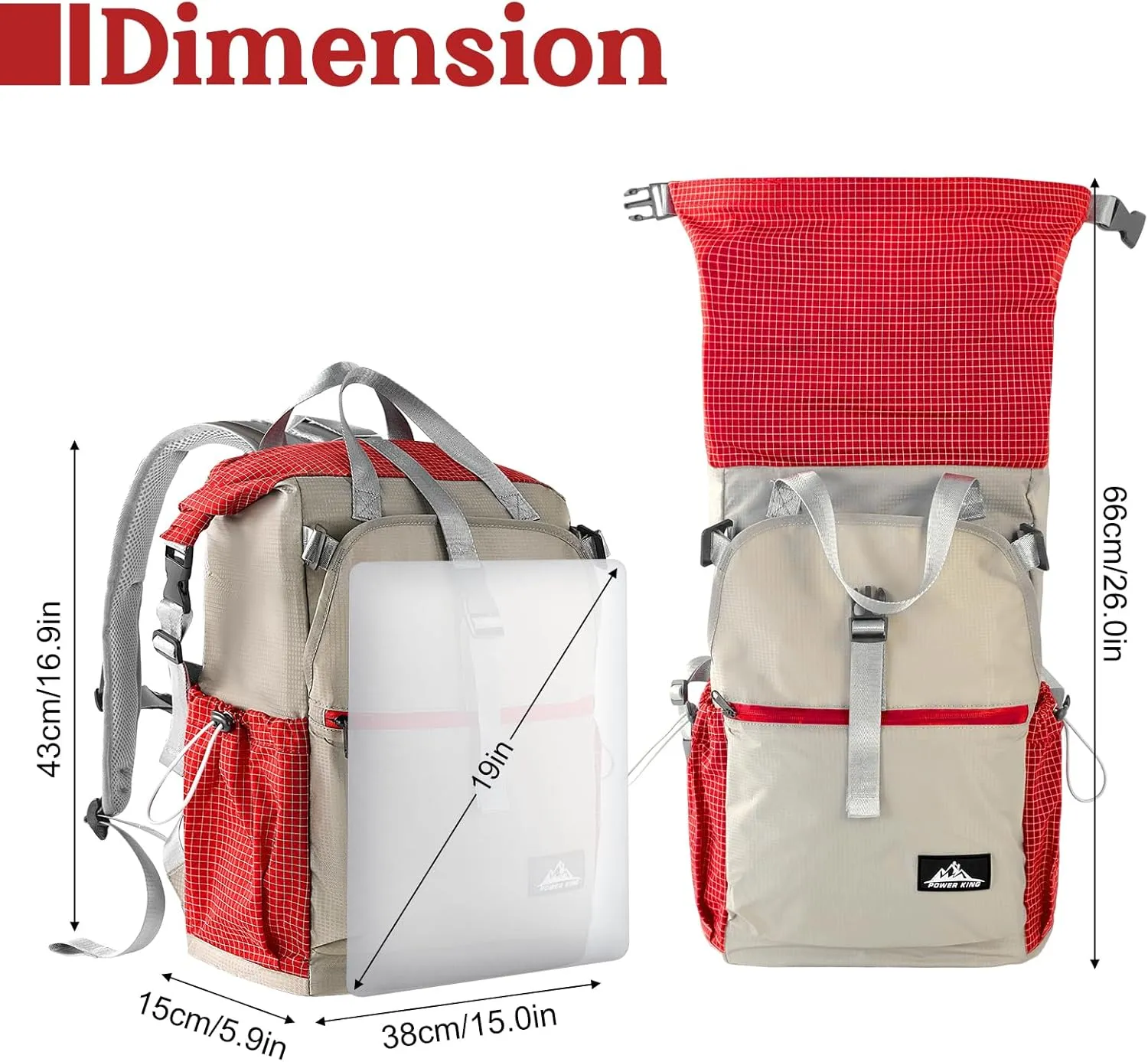 35L Lightweight Portable Backpacks,Water-resistant UHMWPE Casual Daypack Backpacks For Man Woman,Foldable Camping Backpack Fit For Hiking Camping Travel (Red)