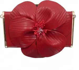 3D Floral PU Leather Clutch for Wedding Party Prom - Elegant Evening Bag with Detachable Chain