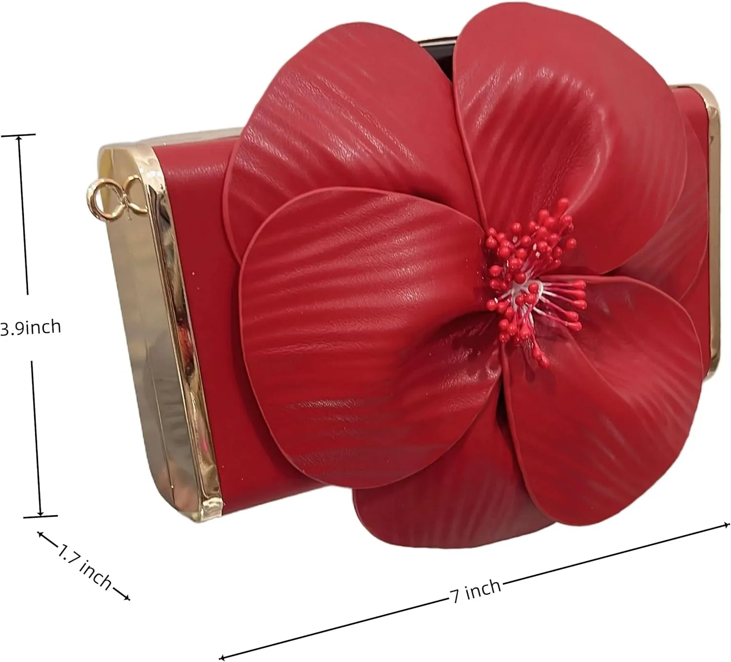 3D Floral PU Leather Clutch for Wedding Party Prom - Elegant Evening Bag with Detachable Chain