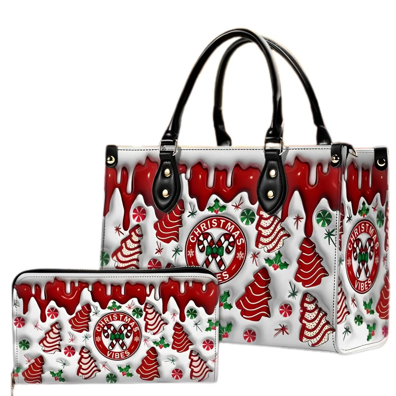 3D Inflated Christmas Handbag Wallet, Christmas Gift, Gift for Her, Leather Wallet, Gift for Xmas Christmas Halloween Gift, Halloween Tote Bag for Women Holiday Gifts for Daughter Ladies