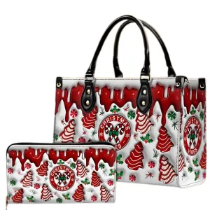 3D Inflated Christmas Handbag Wallet, Christmas Gift, Gift for Her, Leather Wallet, Gift for Xmas Christmas Halloween Gift, Halloween Tote Bag for Women Holiday Gifts for Daughter Ladies