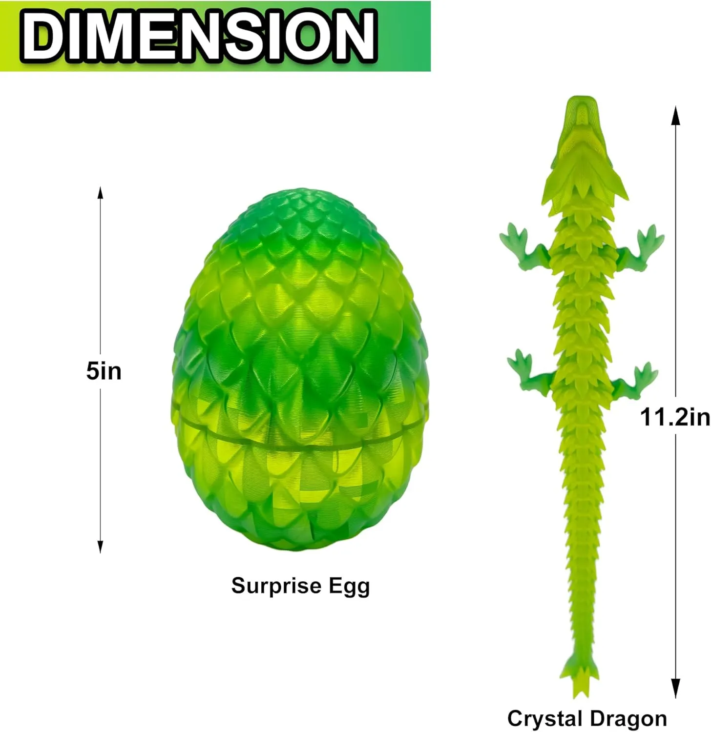 3D Printed Dragon Egg with Articulated Dragon Inside, Fidget Toys for Adults Stress Relief, Unique Gift Toy Desk Executive Pet Crystal Easter Basket Stuffers (Crystal)