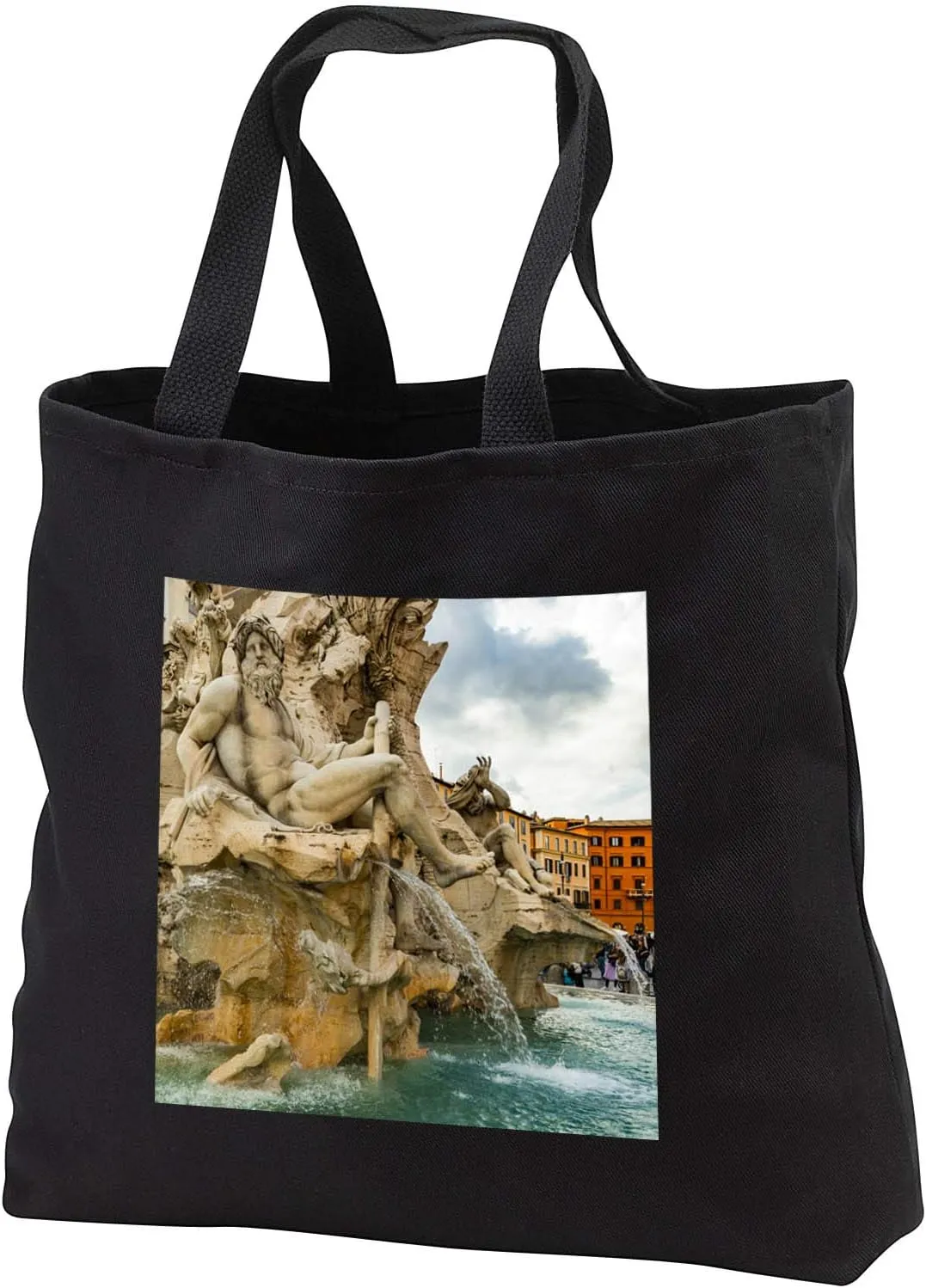 3dRose Italy, Rome. Piazza Navona, Fountain of the Four Rivers. - Tote Bags (tb_343871)