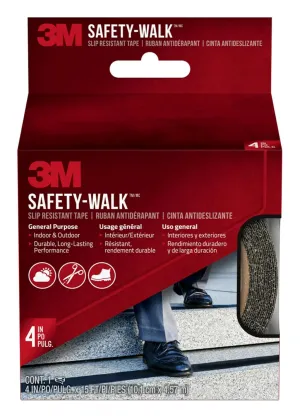 3M Safety-Walk Slip Resistant Tape, 4 in x 15 ft, Anti Slip Tape, Adhere Without Wrinkling, Curling, Tearing, Shrinking or Lifting, Self-Adhesive Backing For Quick & Easy Application (610B-R4X180)