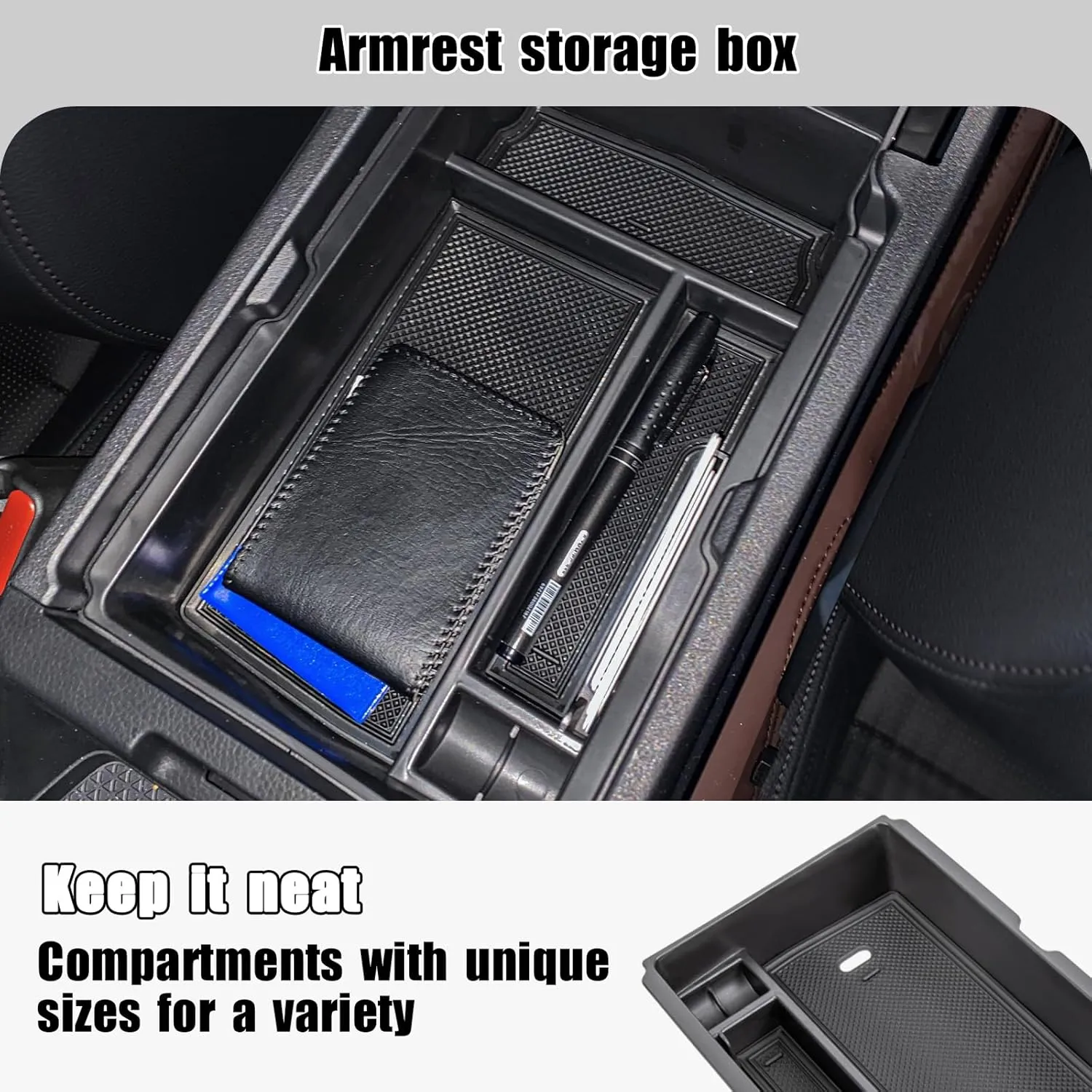 3PCS Center Console Organizer Compatible with 2025 2024 2023 Honda CRV Armrest Storage Box Armrest Hidden Storage Box Secret Compartment Insert Tray Interior Accessories