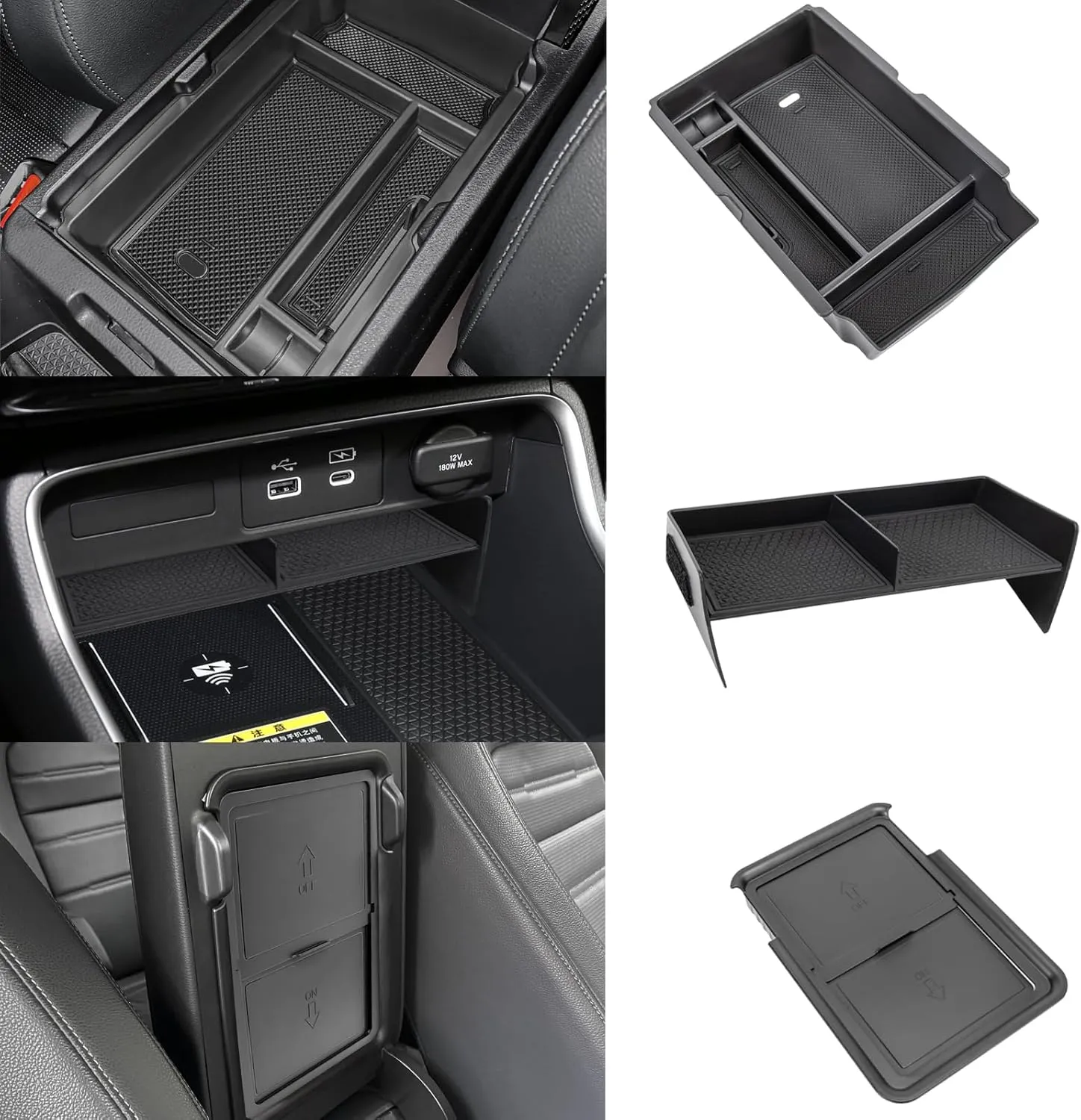 3PCS Center Console Organizer Compatible with 2025 2024 2023 Honda CRV Armrest Storage Box Armrest Hidden Storage Box Secret Compartment Insert Tray Interior Accessories