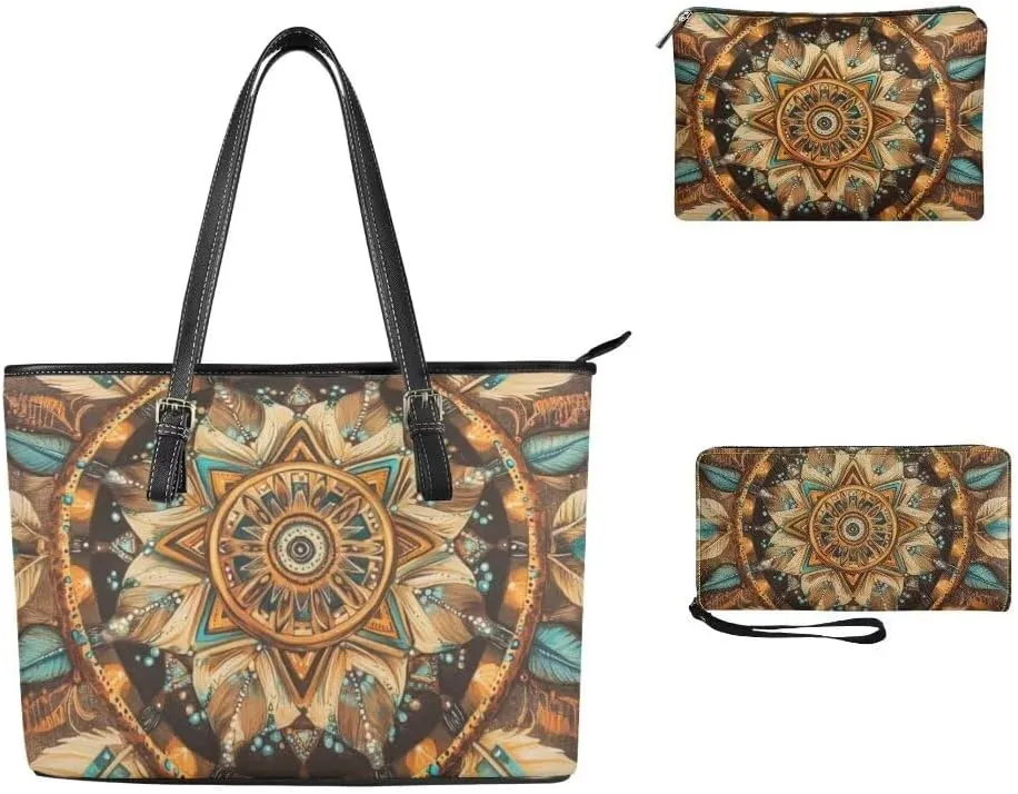 3PCS Tote Handbag Wallet for Women Ladies,Small Handbag and Wallet Set,Travel Handbag and Wallet All in One