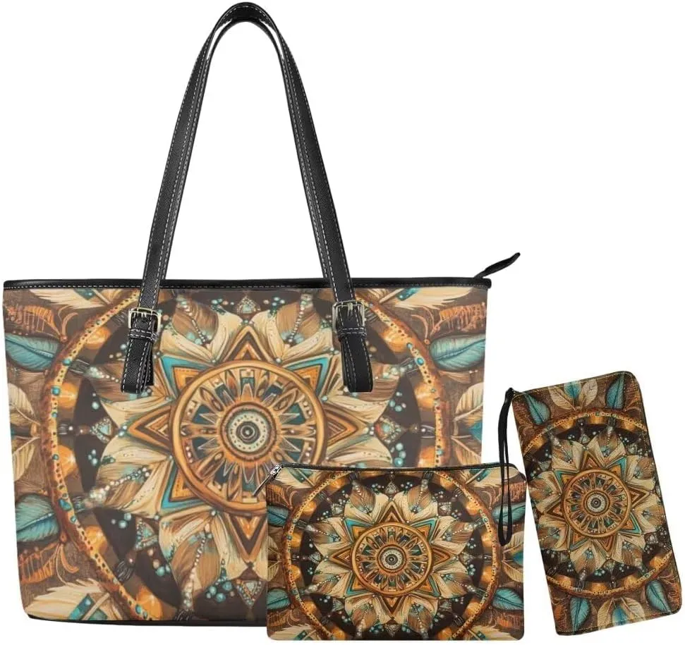3PCS Tote Handbag Wallet for Women Ladies,Small Handbag and Wallet Set,Travel Handbag and Wallet All in One
