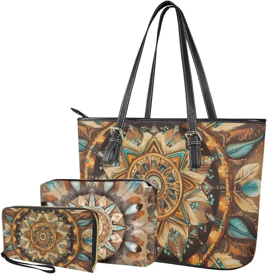 3PCS Tote Handbag Wallet for Women Ladies,Small Handbag and Wallet Set,Travel Handbag and Wallet All in One