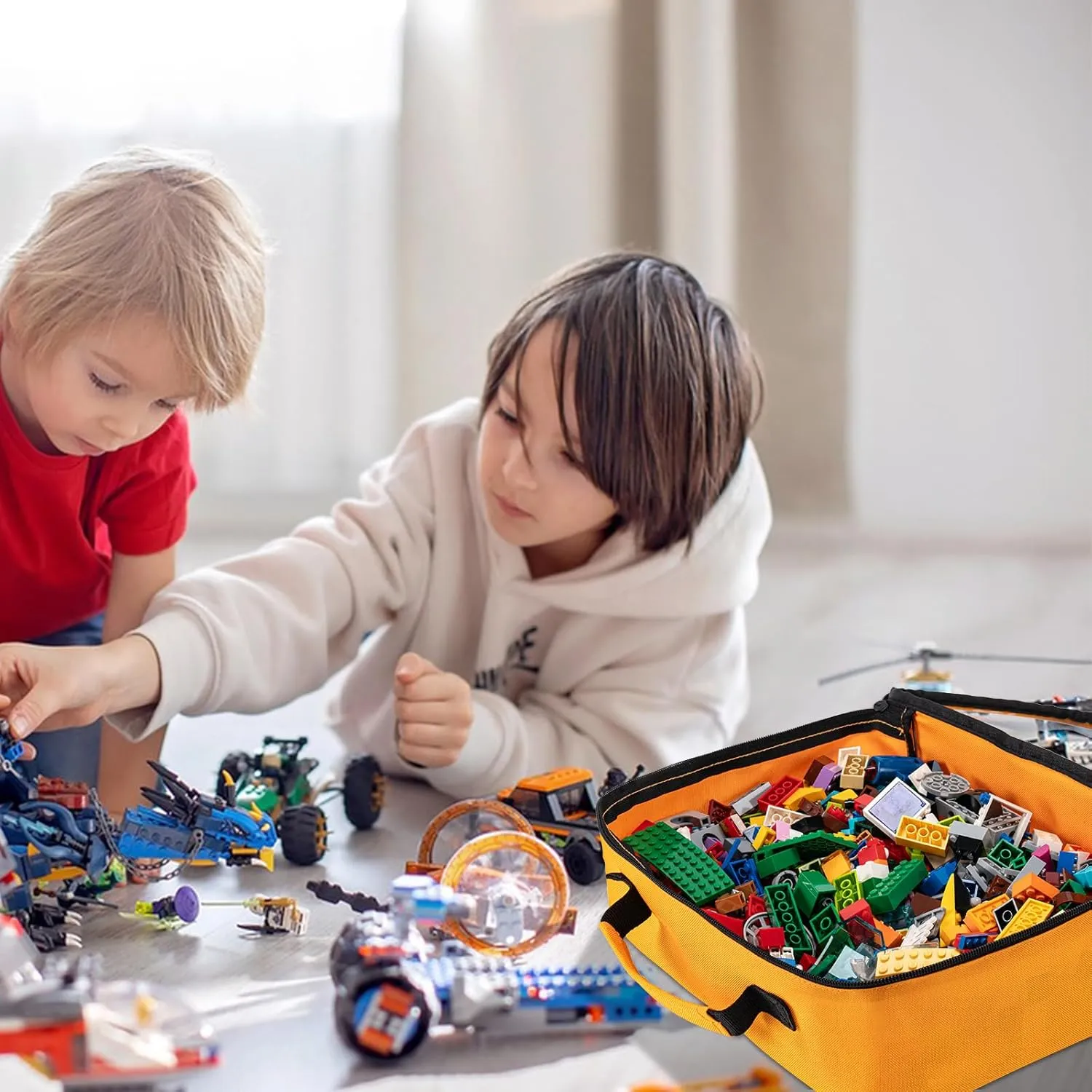4 PCS Toys Storage Bag, Classic Bricks Building Set Storage Bag, Travel Case for Building Toys, Puzzles