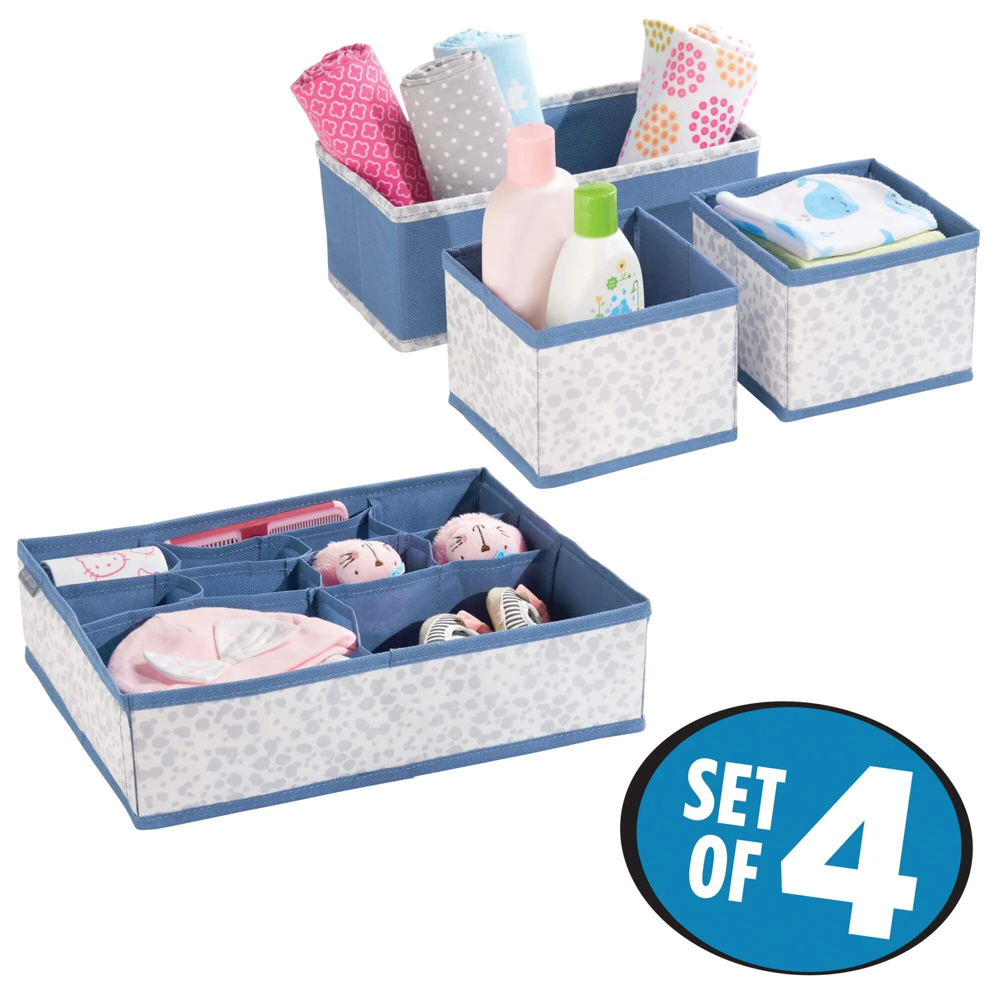 4-Piece Accessory Fabric Storage Organizer - Blue/Gray