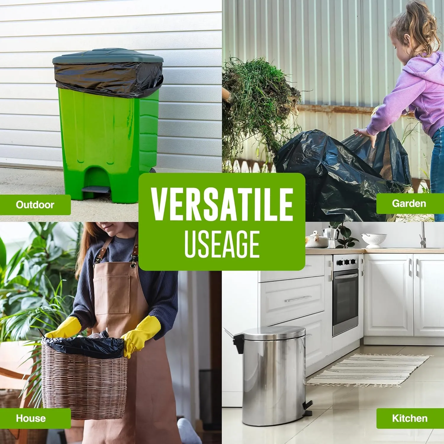 50 Pack EveryDay Refuse Sacks - 30 Microns - Recyclable Bin Bags, Leak Resistant, Eco-Friendly, Durable Waste Disposal Bags for Household & Commercial Use -Extra Strong