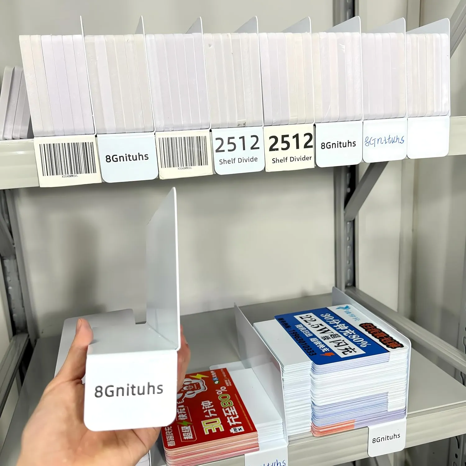 50 PCS 9.8" * 4.7" Adjustable Shelf Divider for Closet, White Purse Organizers for Closet PVC Handbag Separators Storage Organizer Bookshelf Separator Dividers in Bedroom, Office