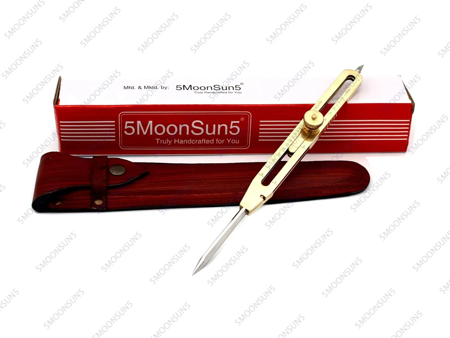 5MoonSun5's Artist Proportional Scale Divider Drawing Tool Professional 9” Long Solid Brass with Heavy Duty Steel Point Executive Promotional Drafting Gift with Leather Case Tool for Art Projector.