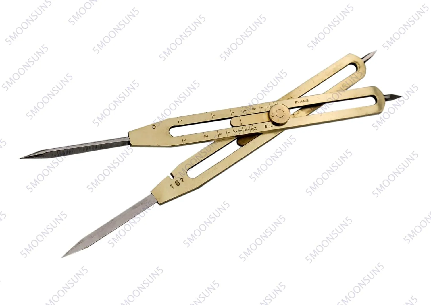 5MoonSun5's Artist Proportional Scale Divider Drawing Tool Professional 9” Long Solid Brass with Heavy Duty Steel Point Executive Promotional Drafting Gift with Leather Case Tool for Art Projector.