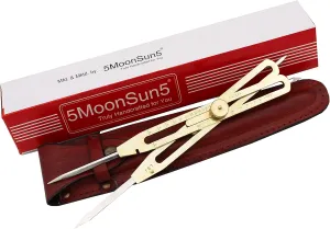 5MoonSun5's Artist Proportional Scale Divider Drawing Tool Professional 9” Long Solid Brass with Heavy Duty Steel Point Executive Promotional Drafting Gift with Leather Case Tool for Art Projector.